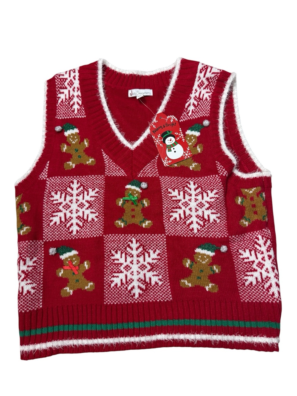 Jolly Sweaters Christmas sweater vest gingerbread men